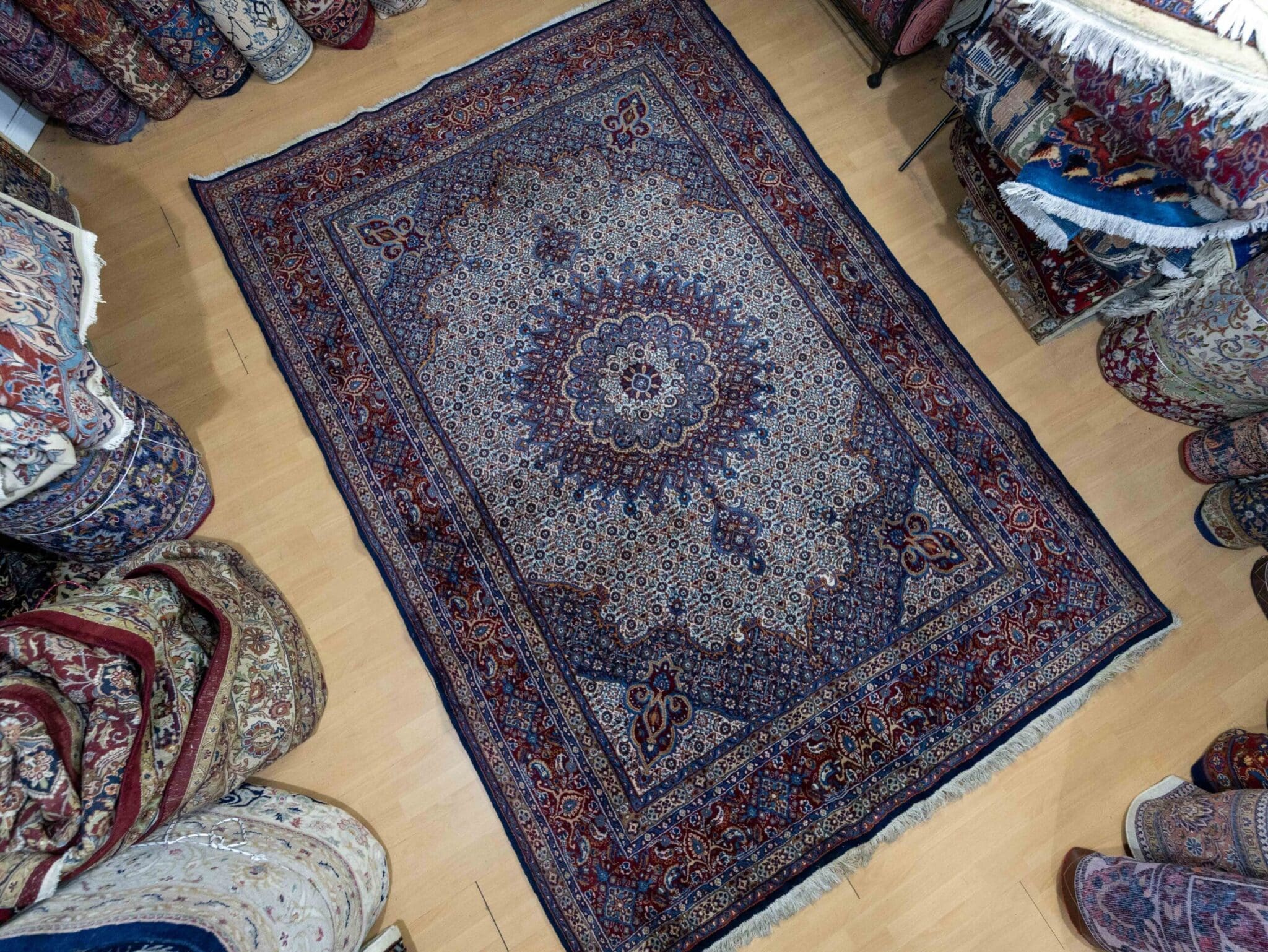 Perserteppich Moud 300 x 205 cm Wolle Seide handgeknüpft