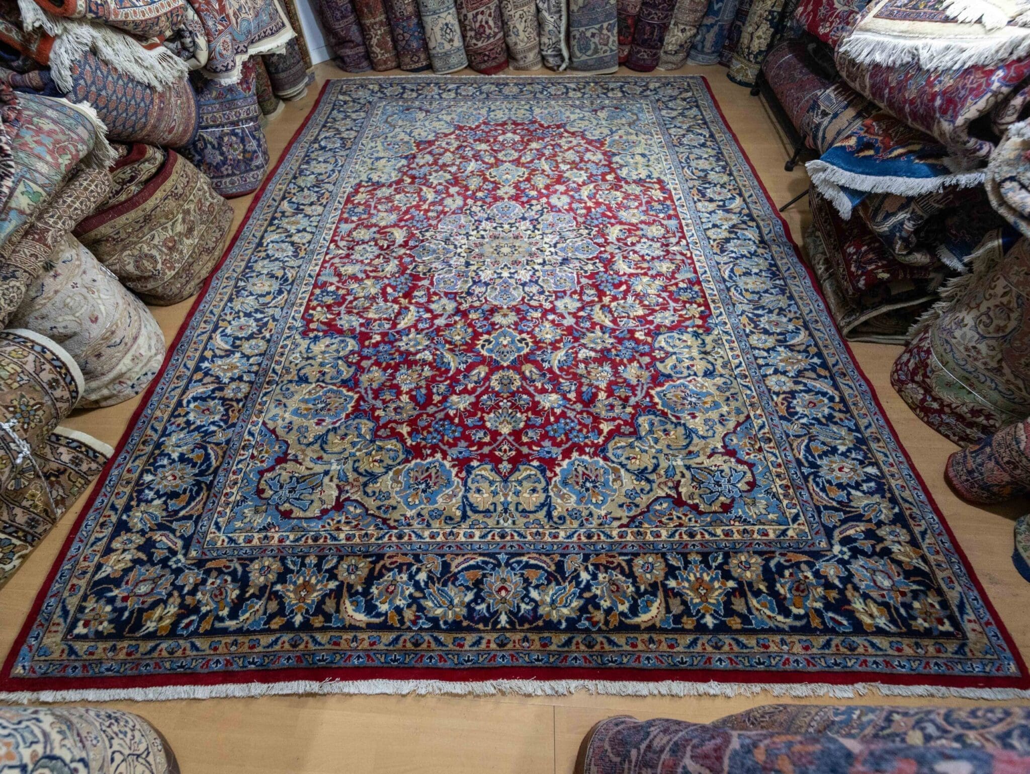 Perserteppich Kashan 353 x 263 cm Wolle handgeknüpft