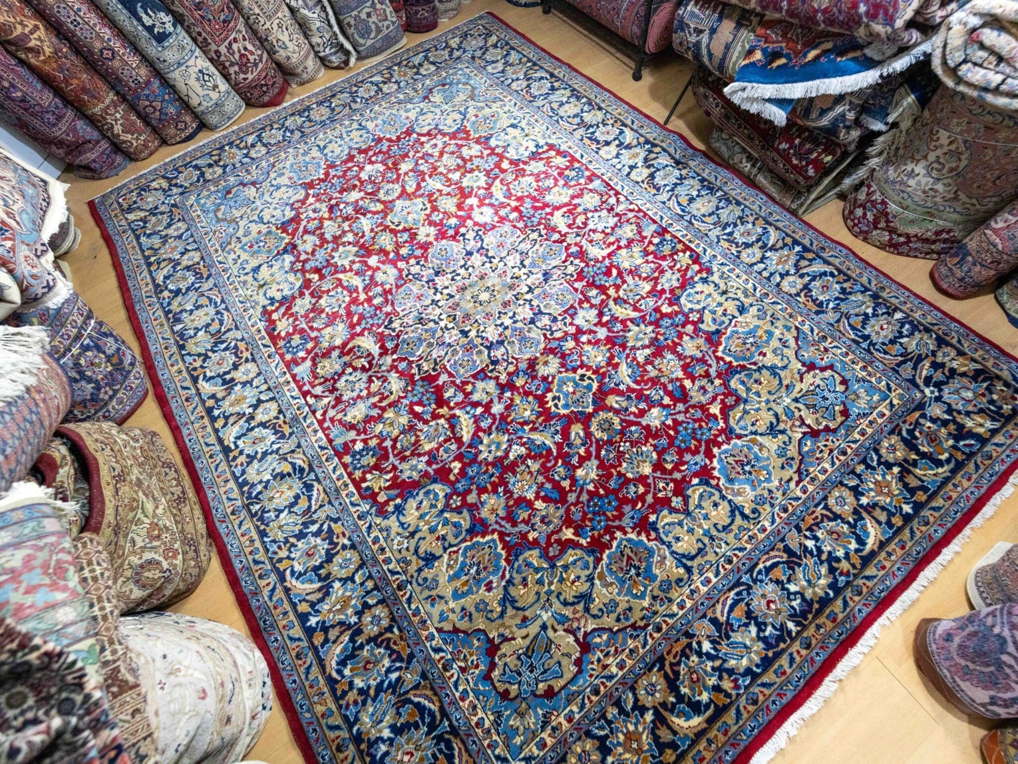 Perserteppich Kashan 353 x 263 cm Wolle handgeknüpft