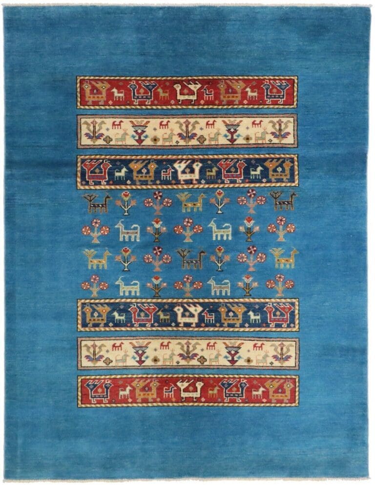 Orientteppich Kazak 195 x 150 cm Hochlandwolle handgeknüpft
