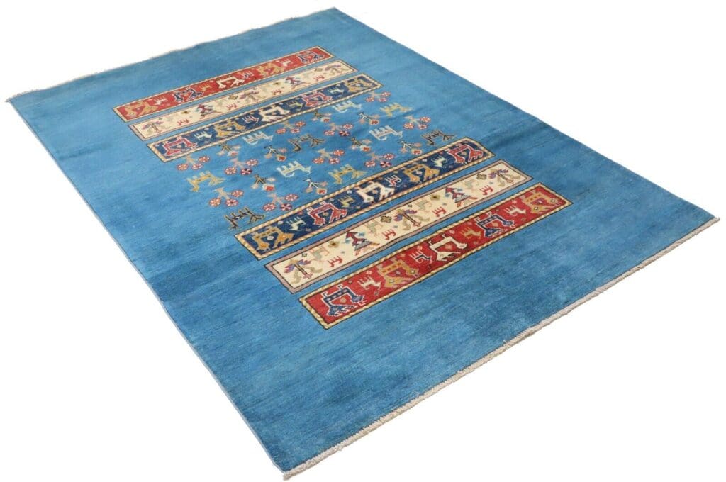 Orientteppich Kazak 195 x 150 cm Hochlandwolle handgeknüpft
