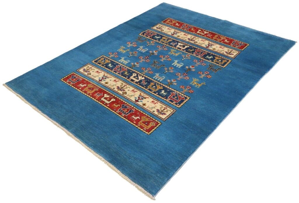 Orientteppich Kazak 195 x 150 cm Hochlandwolle handgeknüpft