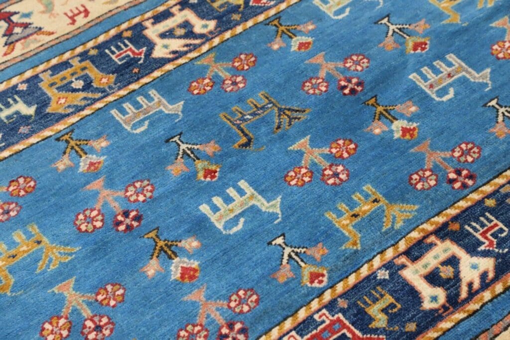 Orientteppich Kazak 195 x 150 cm Hochlandwolle handgeknüpft