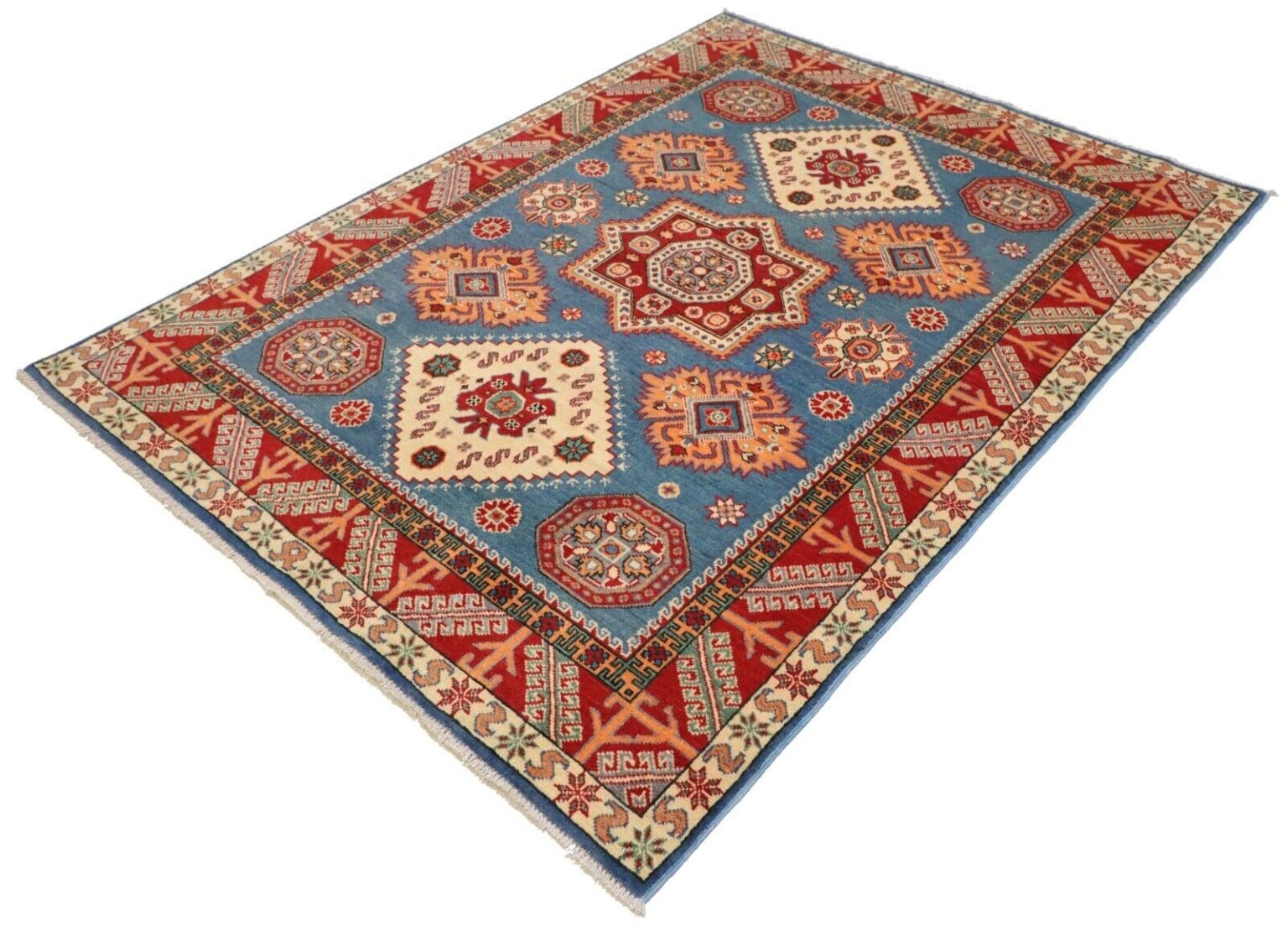 Orientteppich Kazak 197 x 148 cm Wolle handgeknüpft