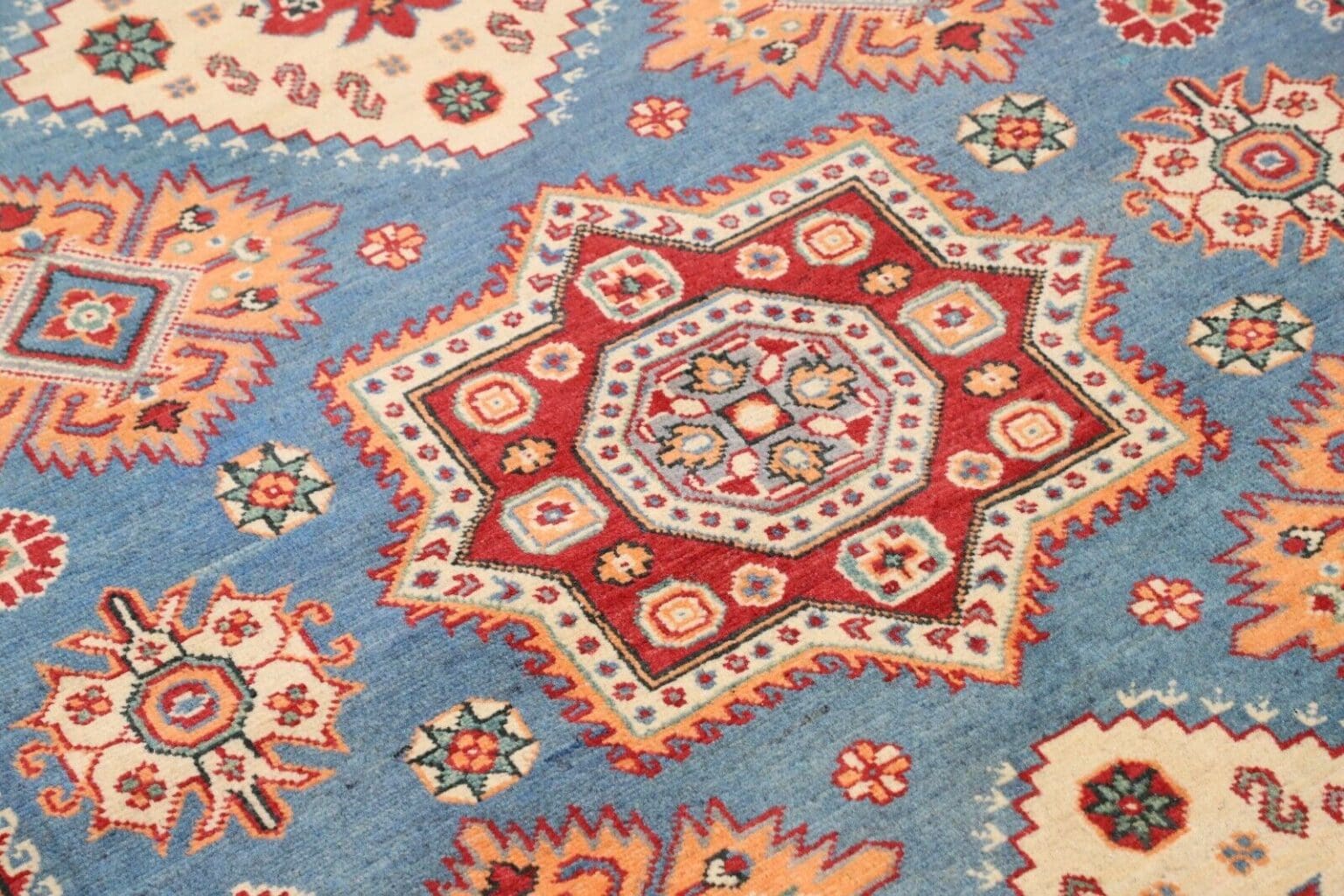 Orientteppich Kazak 197 x 148 cm Wolle handgeknüpft