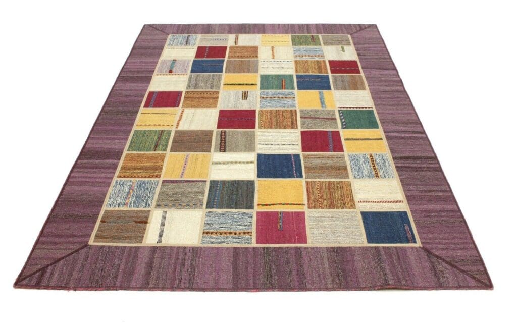 kelim-patchwork-perserteppich-241x161-cm-handgeknupft-neu-3 Orientteppich 241x161 cm Wolle handgewebt
