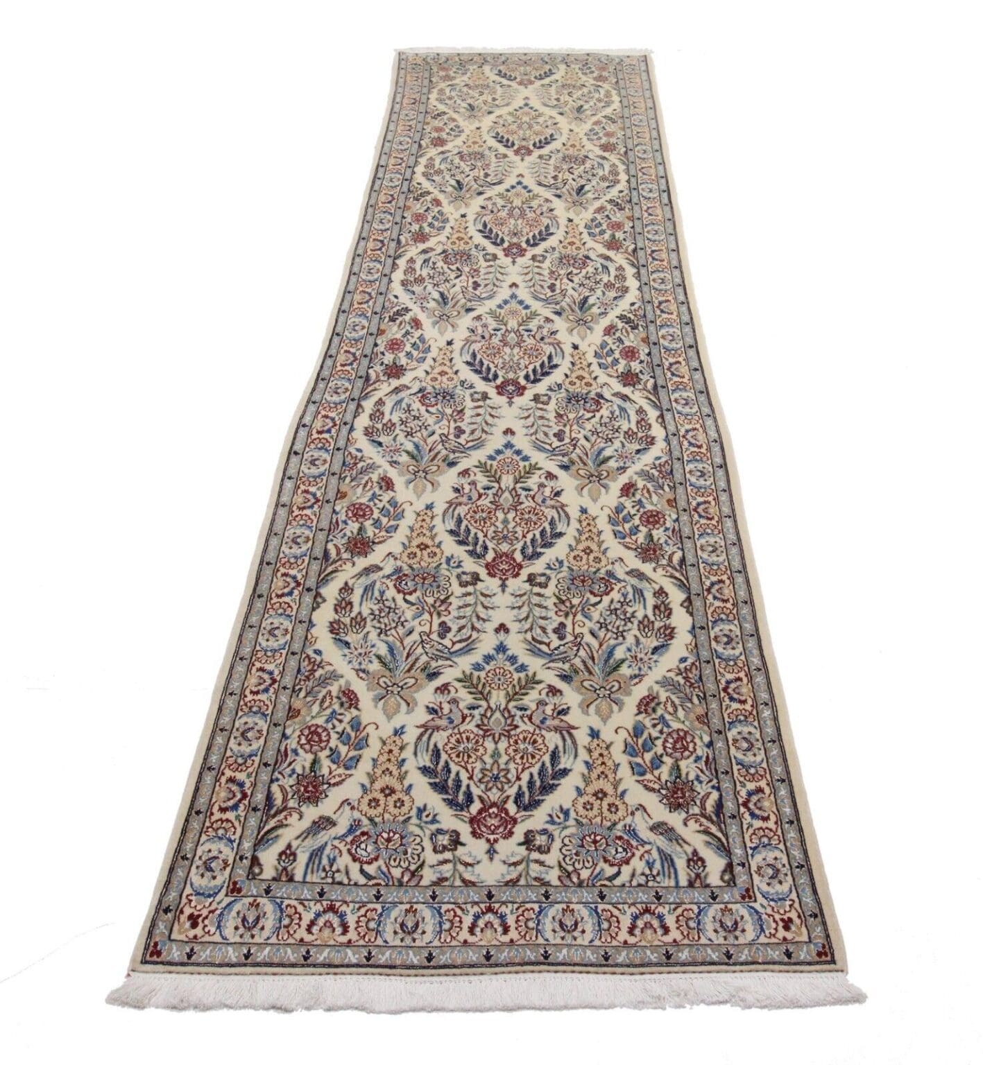 Perserteppich Nain 350 x 85 cm Seide handgeknüpft