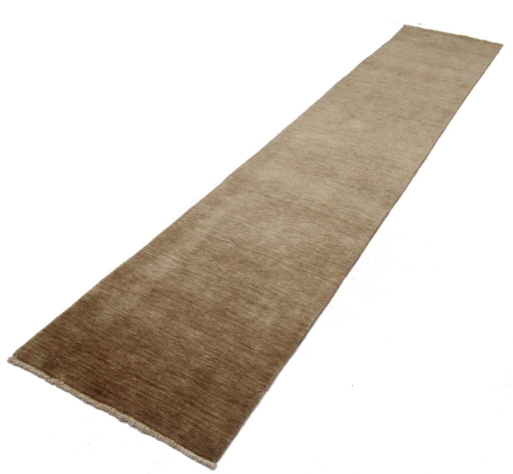 perserteppich-342x75-cm-einfarbig-top-zustand-handgeknupft-1 Orientteppich Indo Modern 342 x 75 cm Wolle handgeknüpft