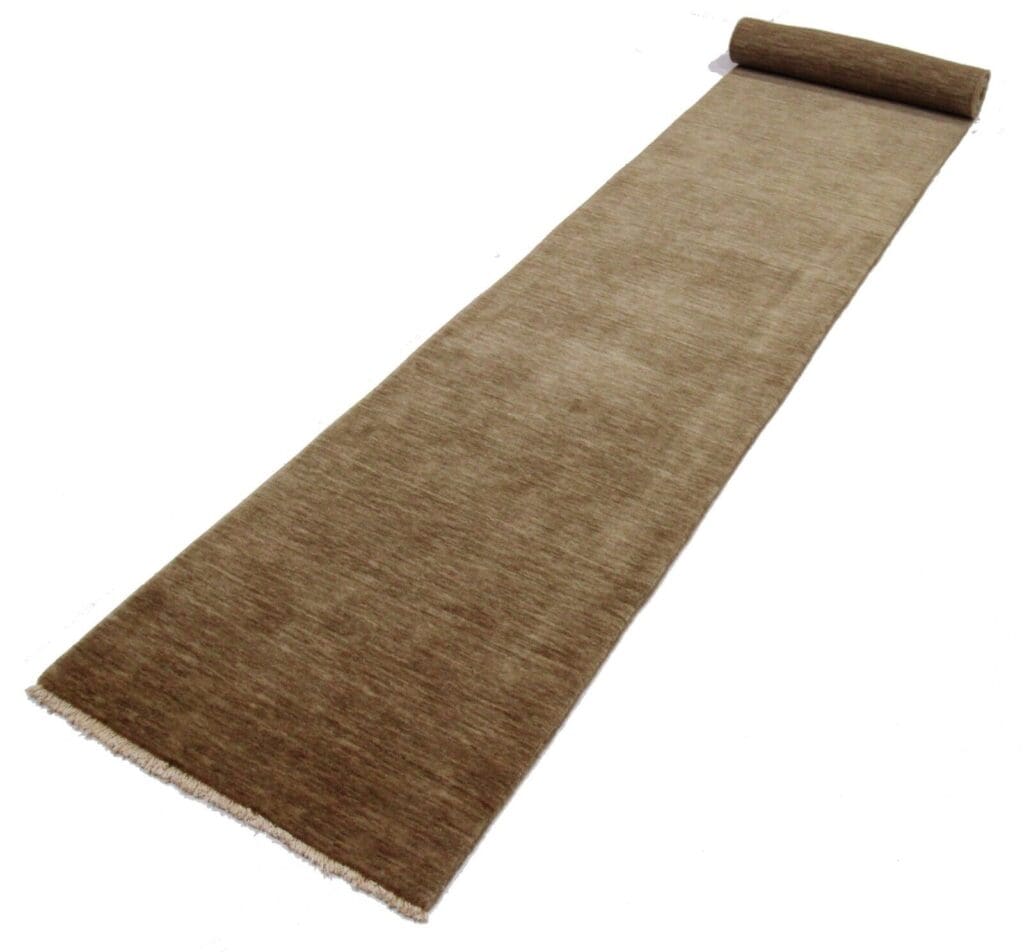 original-indo-modern-perserteppich-397-x-74-cm-einfarbig-handgeknupft-1 Orientteppich 397 x 74 cm Wolle handgeknüpft