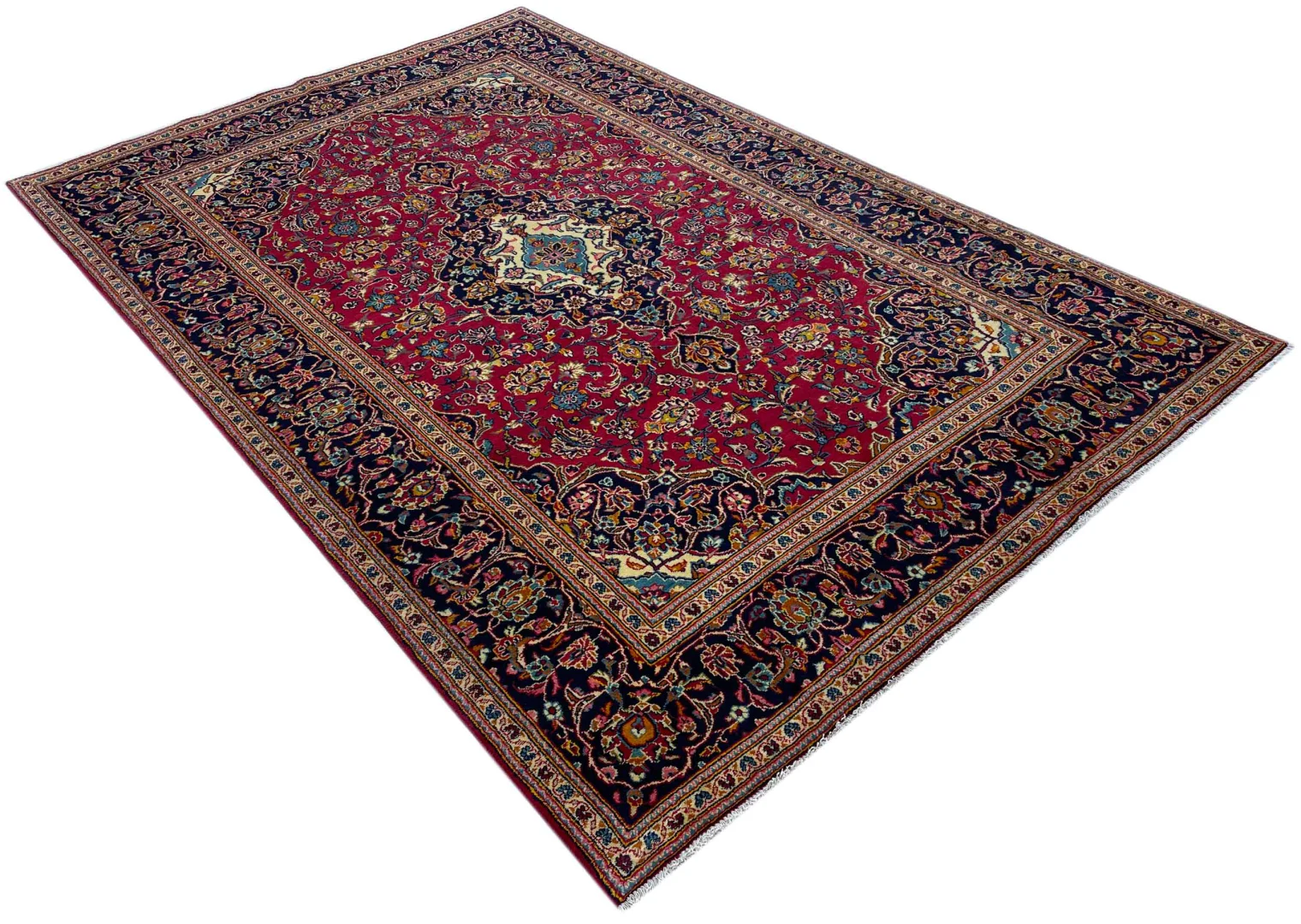 Perserteppich Keshan 305 x 195 cm Schafwolle handgeknüpft