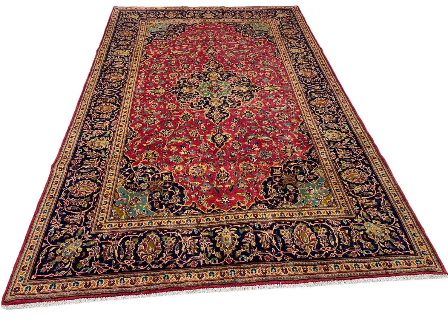 Perserteppich Keshan 307 x 196 cm Schafwolle handgeknüpft