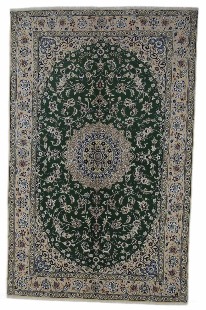 Perserteppich Nain 242 x 153 cm Wolle Seide handgeknüpft