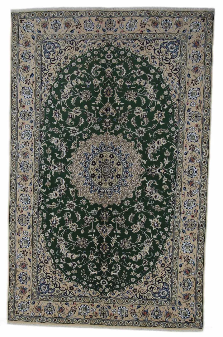 Perserteppich Nain 242 x 153 cm Wolle Seide handgeknüpft