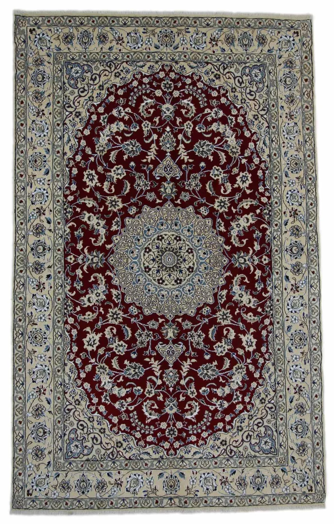 Perserteppich Nain 250 x 155 cm Wolle Seide handgeknüpft