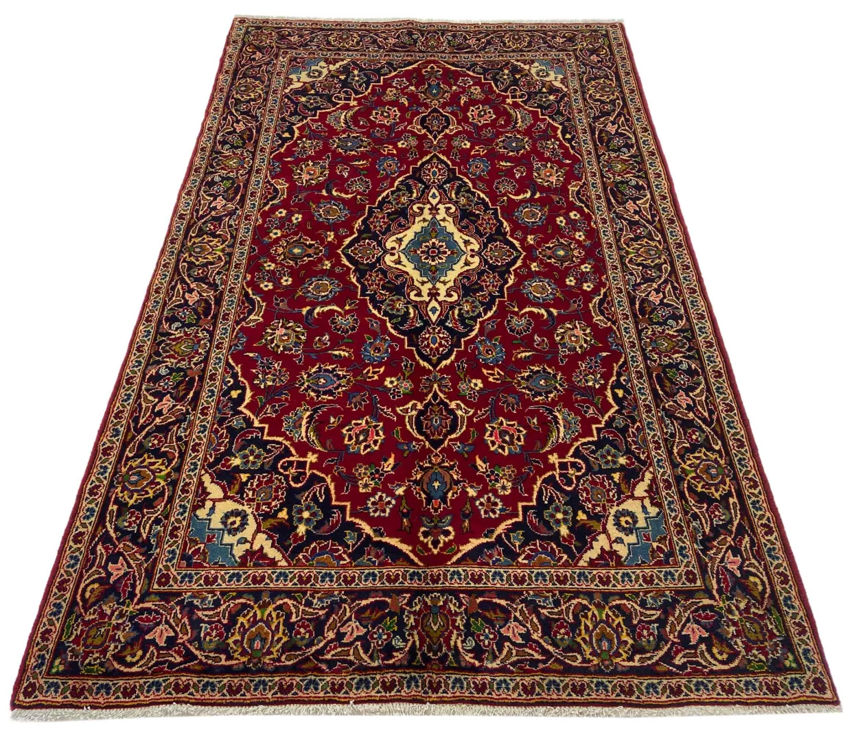 Perserteppich Keshan 227 x 137 cm Wolle handgeknüpft