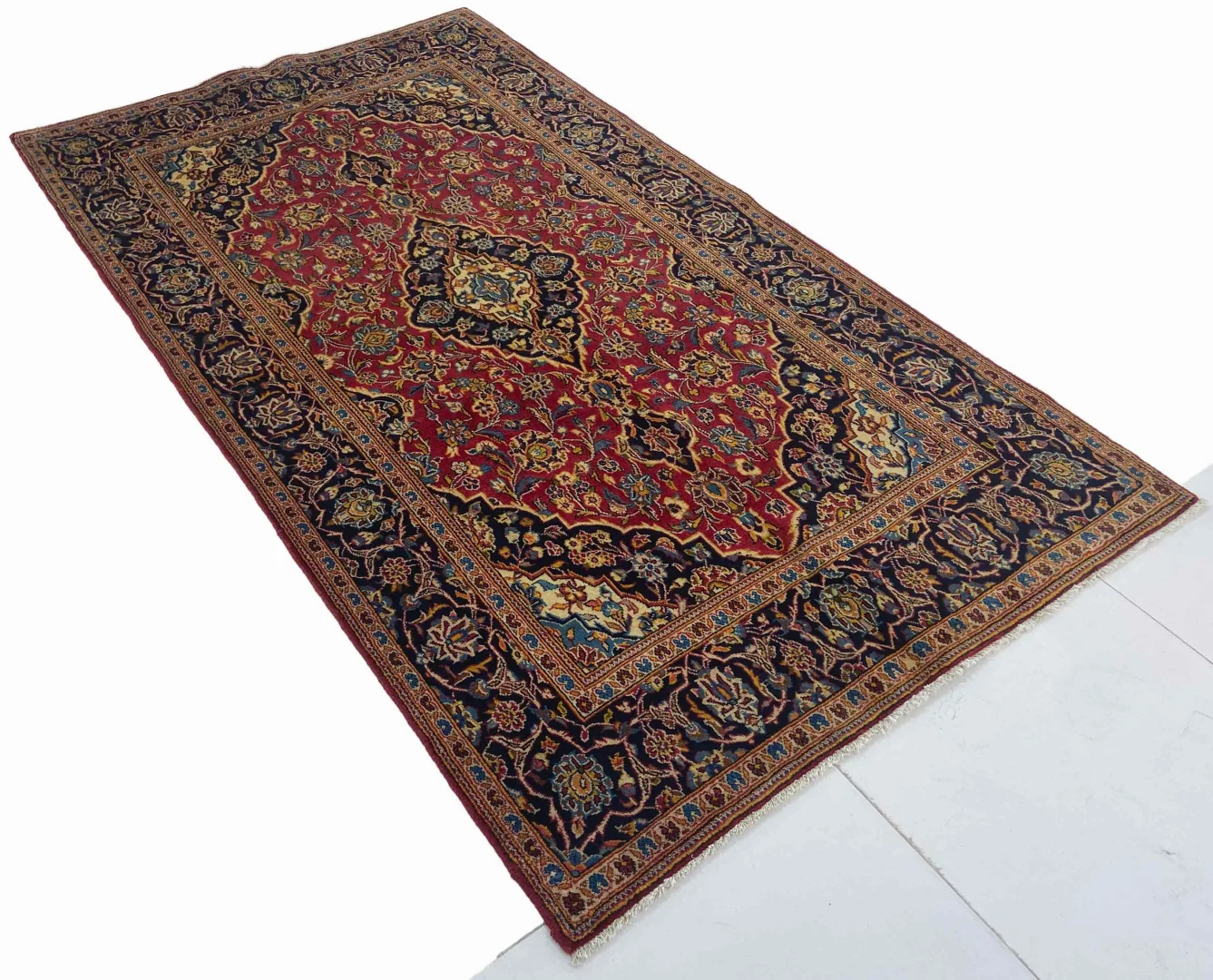 Perserteppich Keshan 246 x 137 cm Wolle handgeknüpft