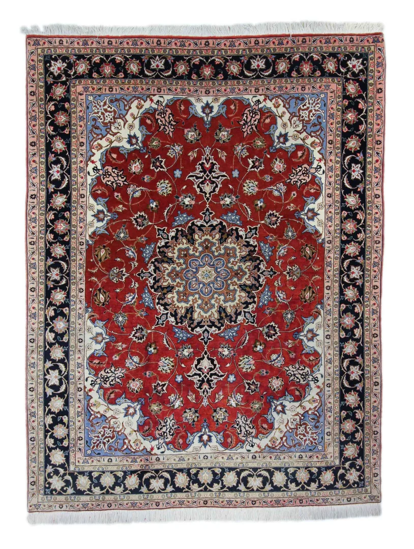 Perserteppich Täbris 200 x 152 cm Wolle Seide handgeknüpft
