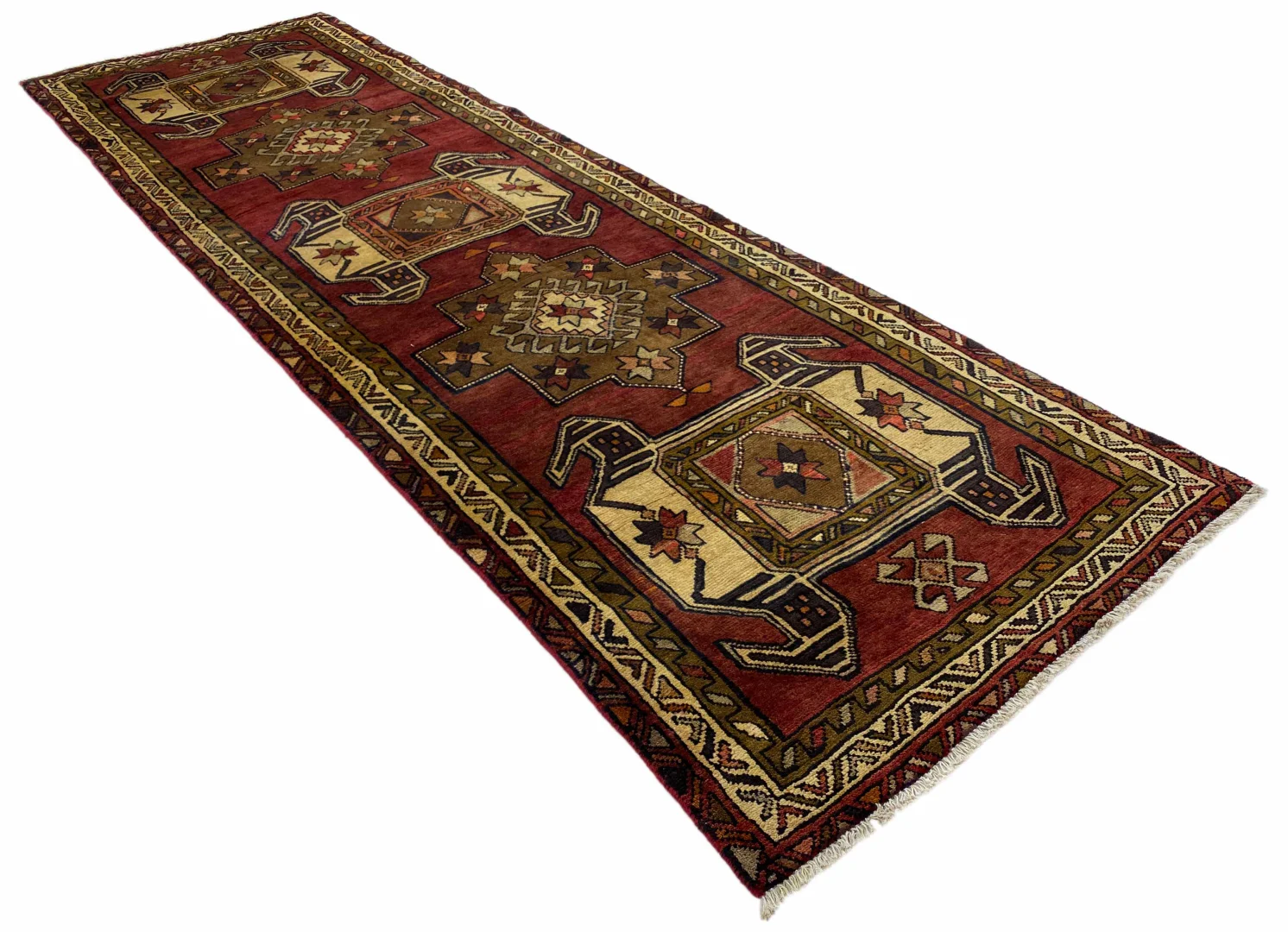 Perserteppich Meshkin 385 x 116 cm Wolle handgeknüpft