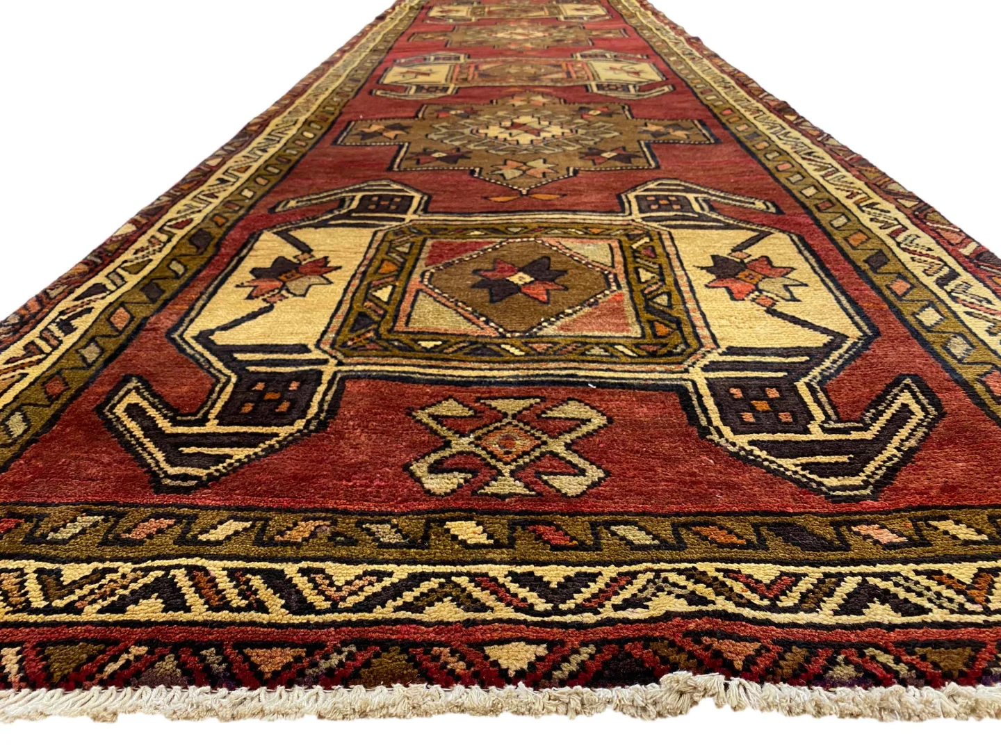 Perserteppich Meshkin 385 x 116 cm Wolle handgeknüpft