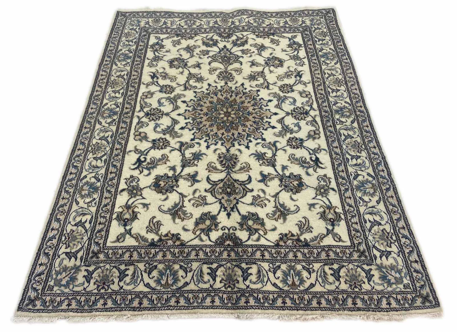 Perserteppich Nain 203 x 150 cm Wolle Seide handgeknüpft