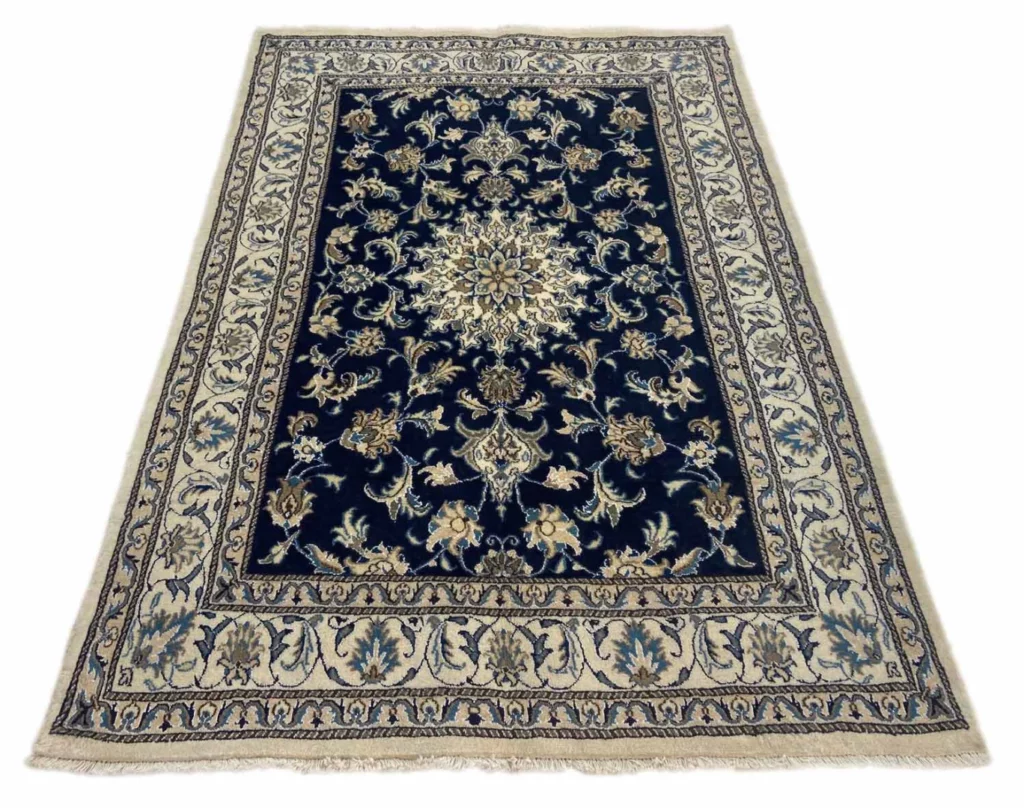 Perserteppich Nain 210 x 146 cm Wolle Seide handgeknüpft
