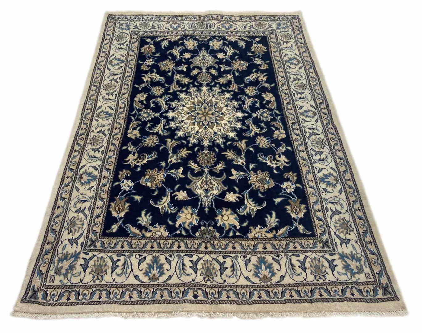 Perserteppich Nain 210 x 146 cm Wolle Seide handgeknüpft
