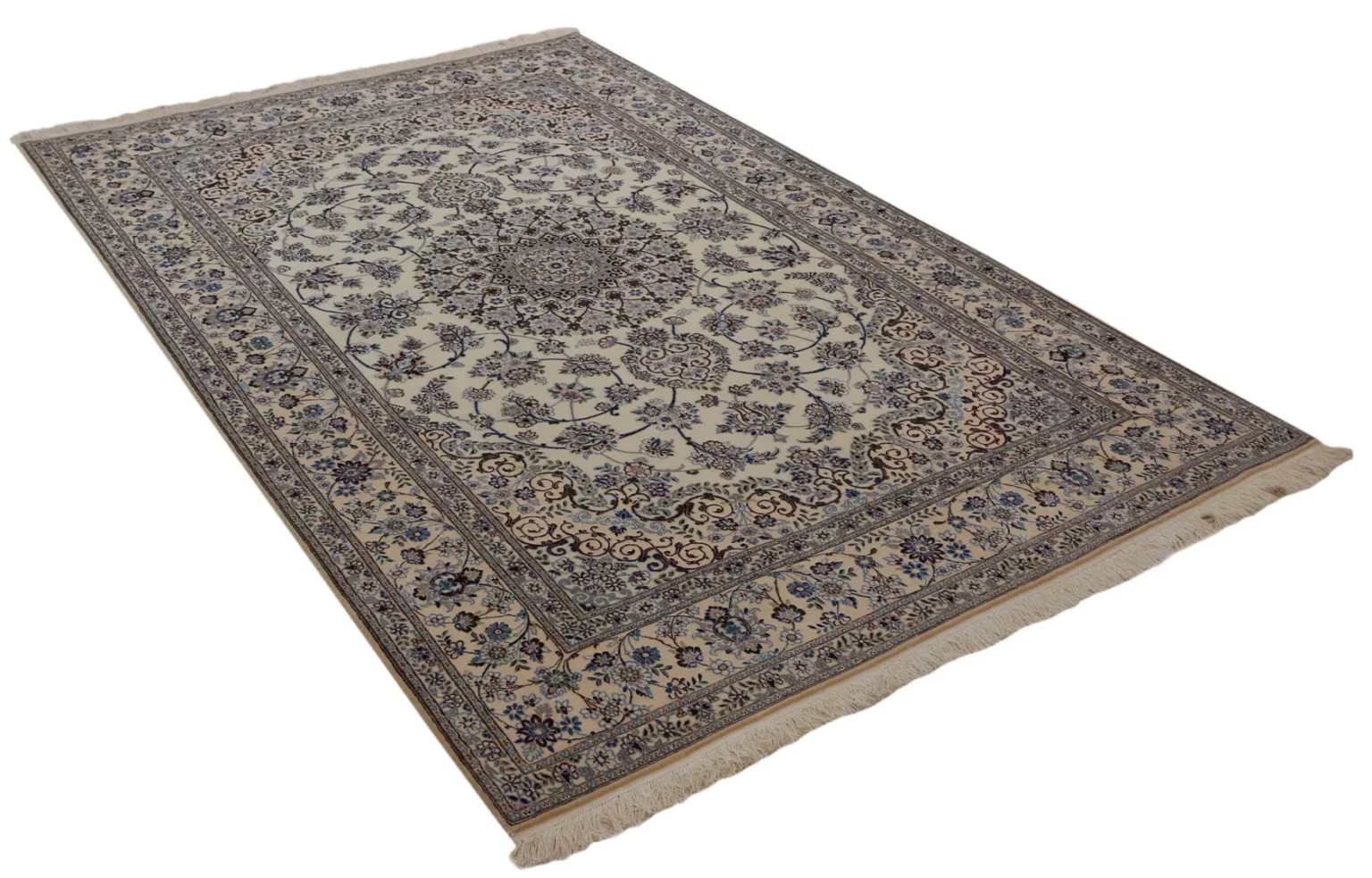 nain-6la-teppich-250-x-156-cm-handgeknupft-florales-design-orientteppich-2 Perserteppich Nain 250 x 156 cm Wolle handgeknüpft