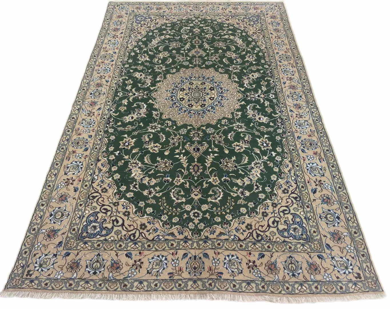 Perserteppich Nain 242 x 153 cm Wolle Seide handgeknüpft