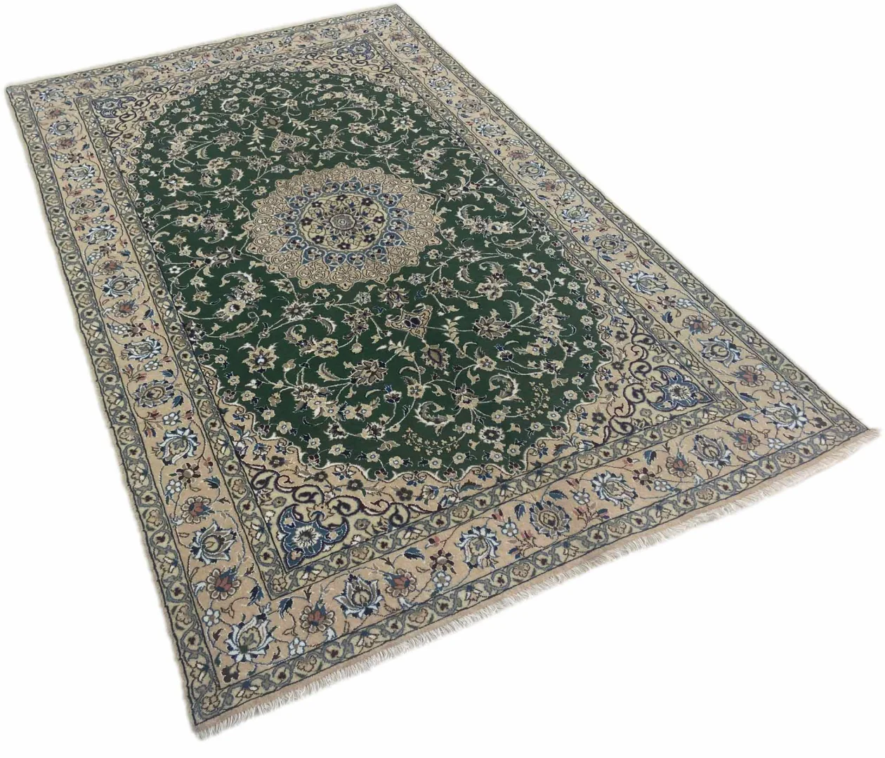 Perserteppich Nain 242 x 153 cm Wolle Seide handgeknüpft
