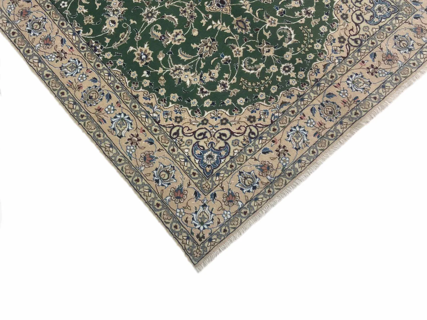 Perserteppich Nain 242 x 153 cm Wolle Seide handgeknüpft