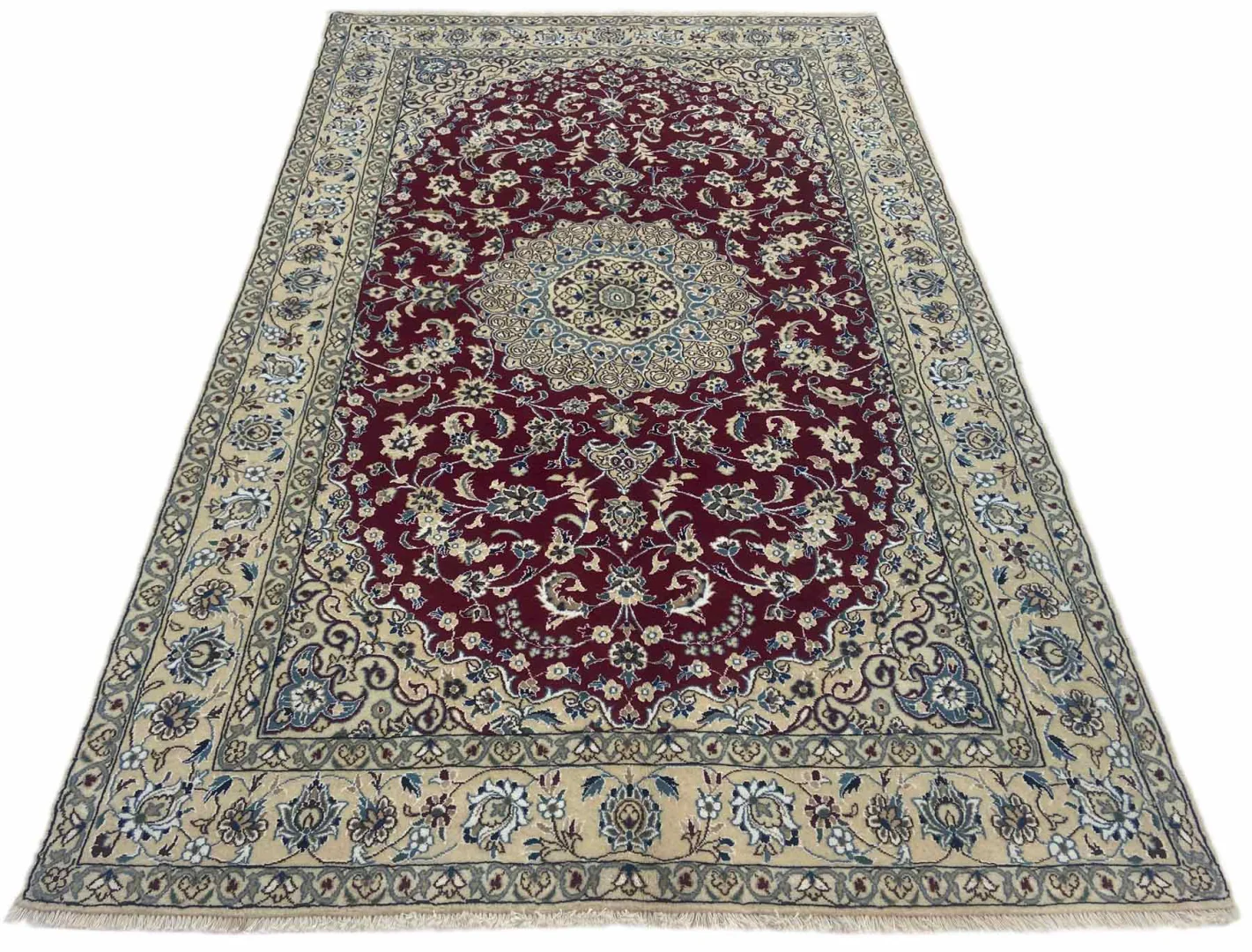 Perserteppich Nain 250 x 155 cm Wolle Seide handgeknüpft