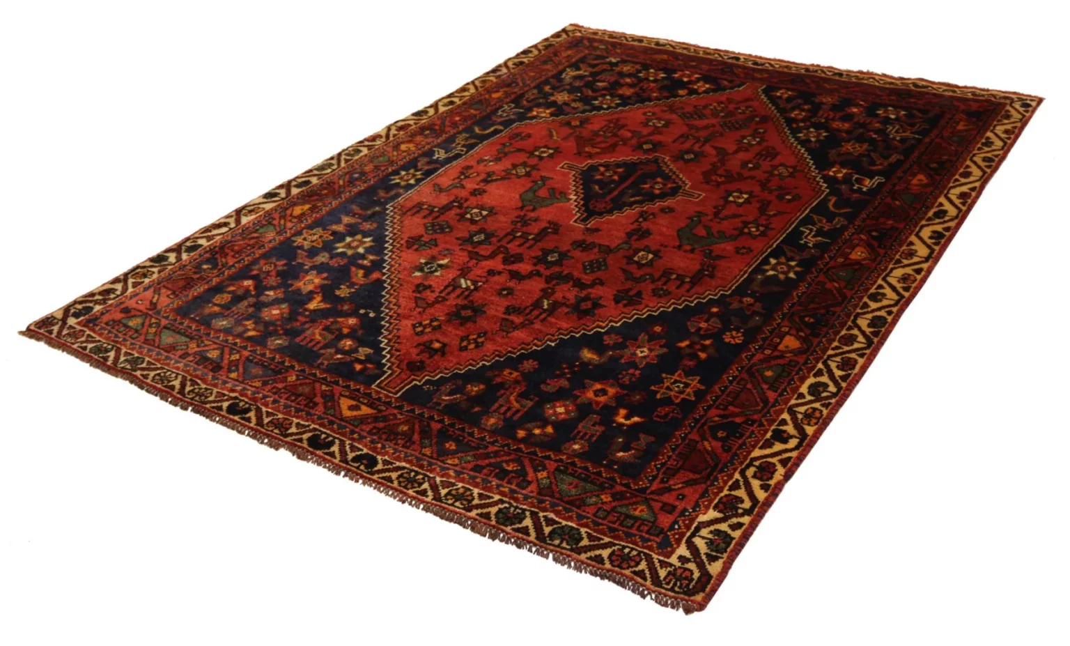 Perserteppich Shiraz 246 x 155 cm Wolle handgeknüpft