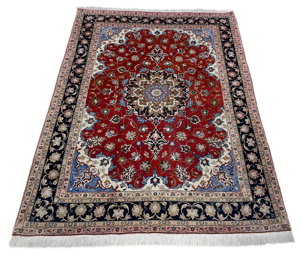 Perserteppich Täbris 200 x 152 cm Wolle Seide handgeknüpft
