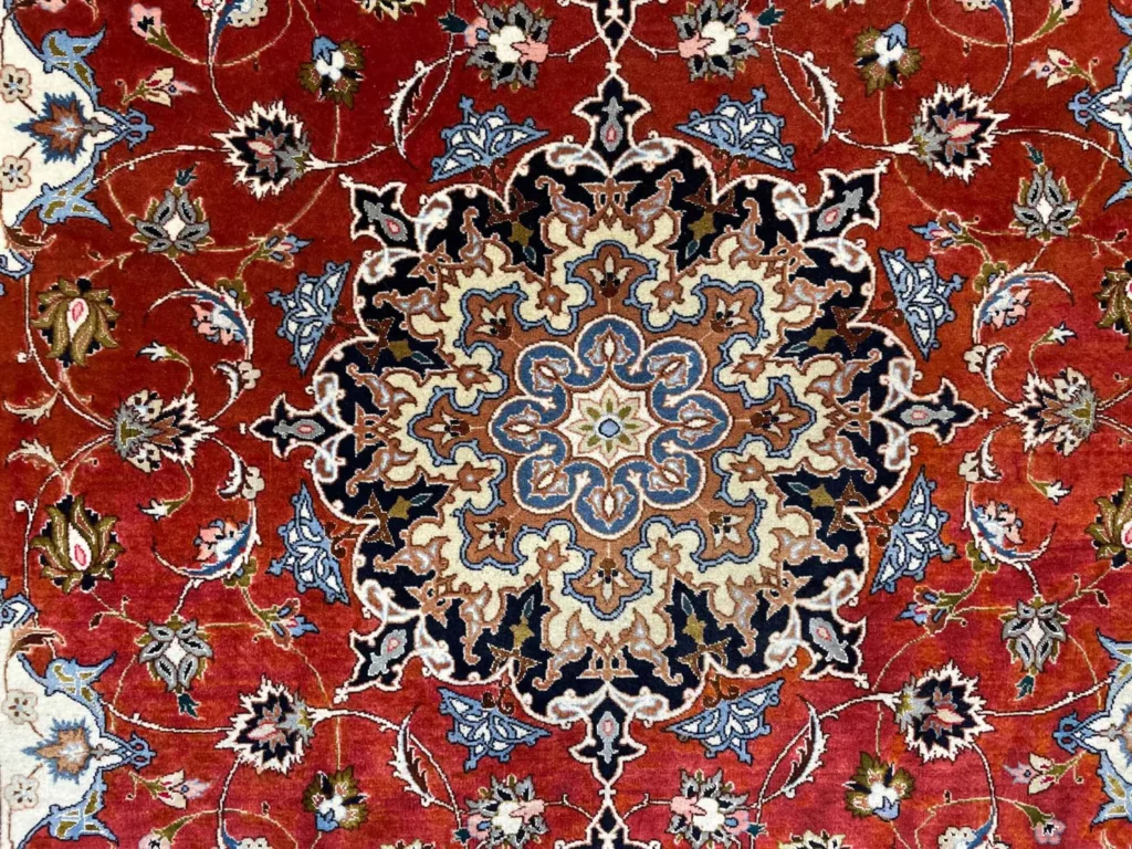 Perserteppich Täbris 200 x 152 cm Wolle Seide handgeknüpft
