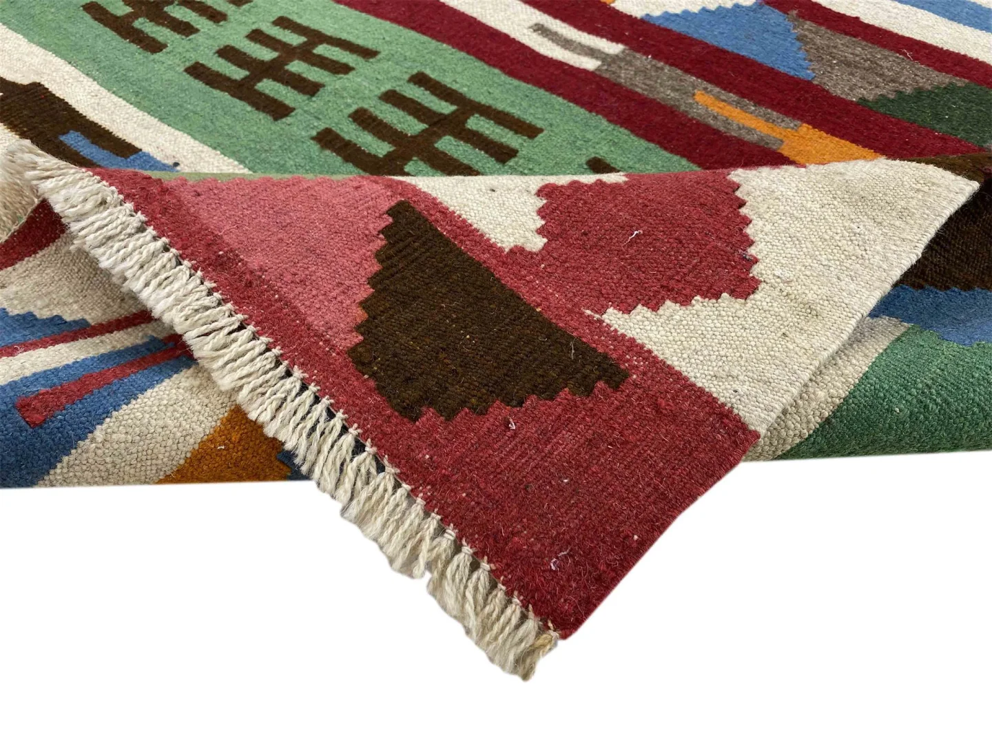 kelim-150-x-104-cm-handgewebt-traditioneller-orientteppich-fars-6 Orientteppich Fars 150 x 104 cm Wolle handgewebt