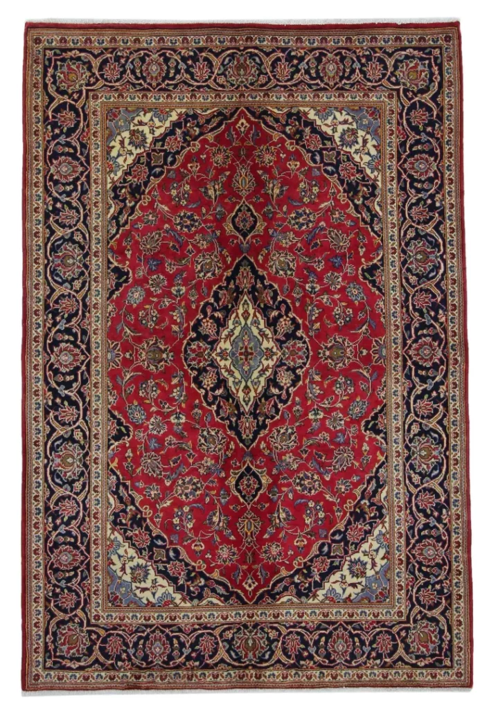 Perserteppich Keshan 211 x 141 cm Schafwolle handgeknüpft
