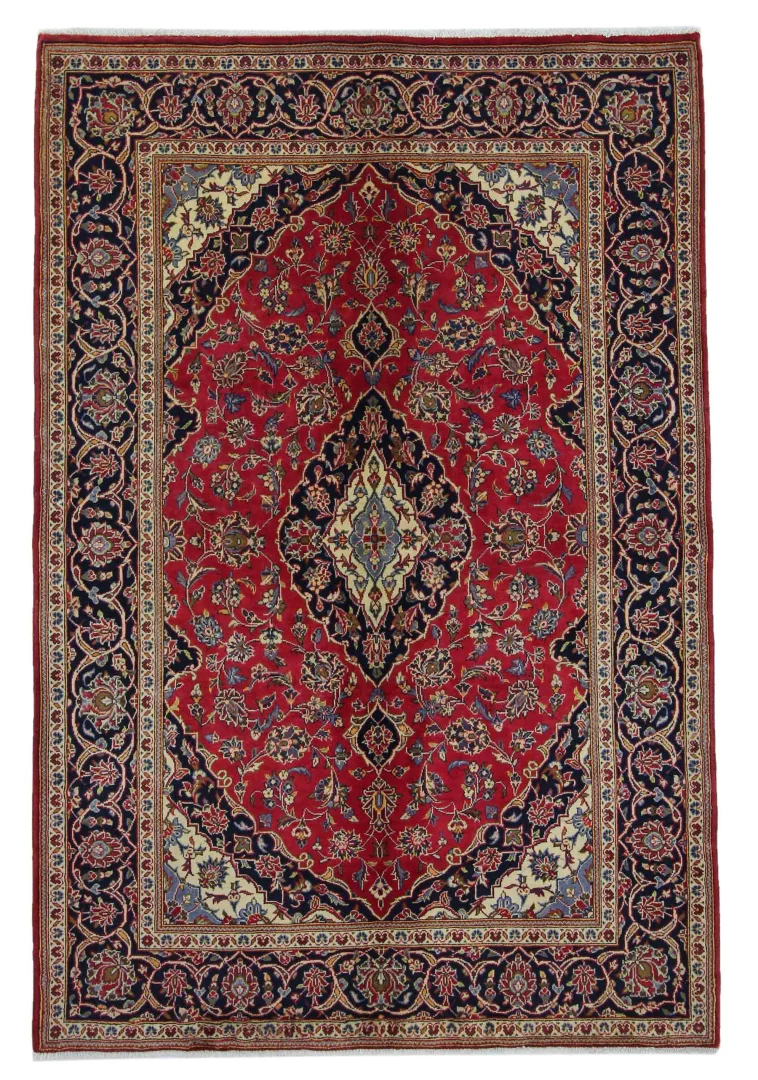 Perserteppich Keshan 211 x 141 cm Schafwolle handgeknüpft
