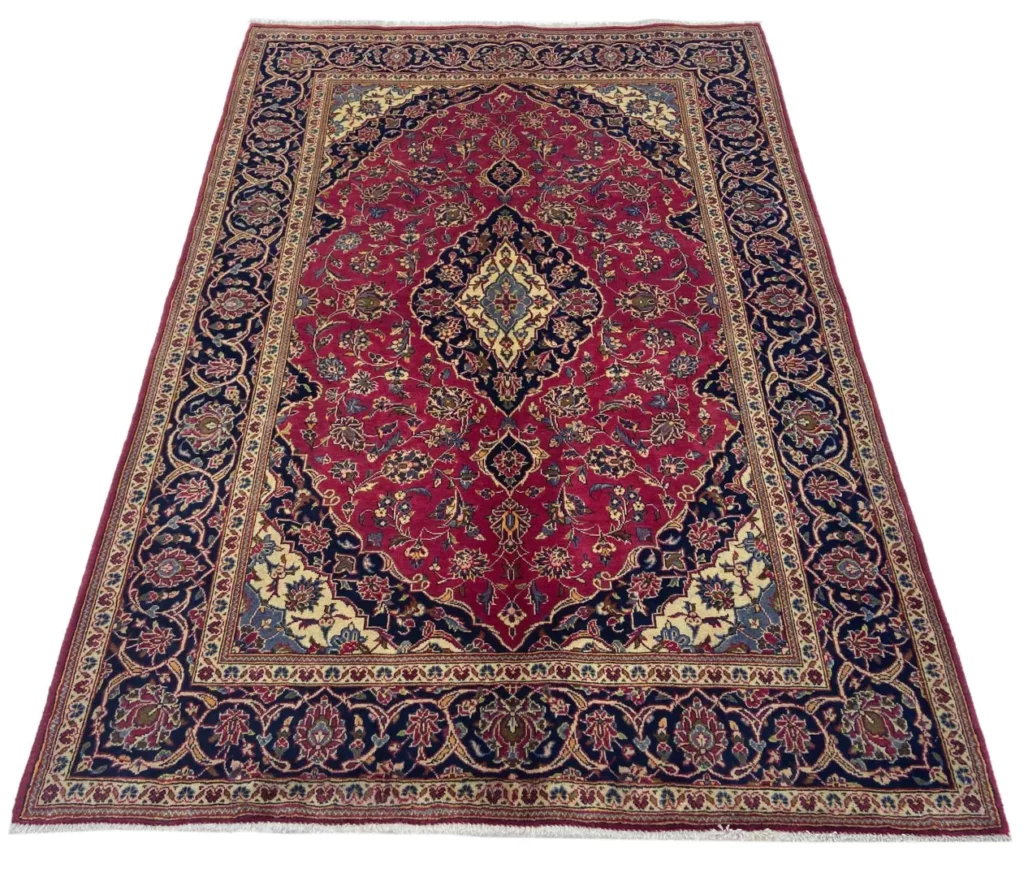 Perserteppich Keshan 211 x 141 cm Schafwolle handgeknüpft