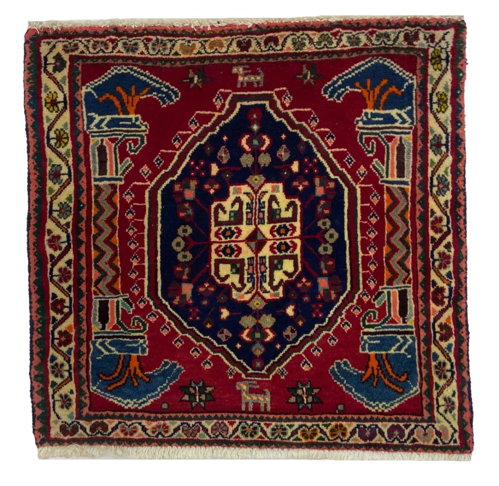 ghashghai-orientteppich-58-x-60-cm-180000-knoten-handgeknupft Perserteppich Fars 58 x 60 cm Wolle handgeknüpft