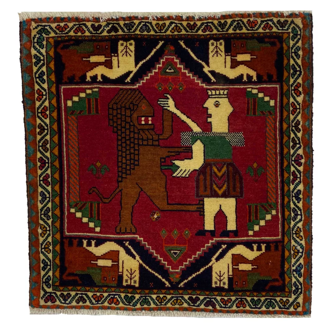 handgeknupfter-ghashghai-teppich-60x60-cm-180000-knoten-orientteppich Perserteppich Fars 60x60 cm Wolle handgeknüpft