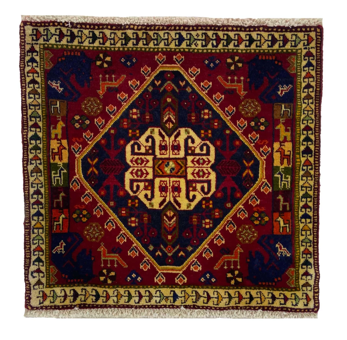 ghashghai-orientteppich-60-x-61-cm-180000-knoten-handgeknupft Perserteppich Fars 60 x 61 cm Wolle handgeknüpft