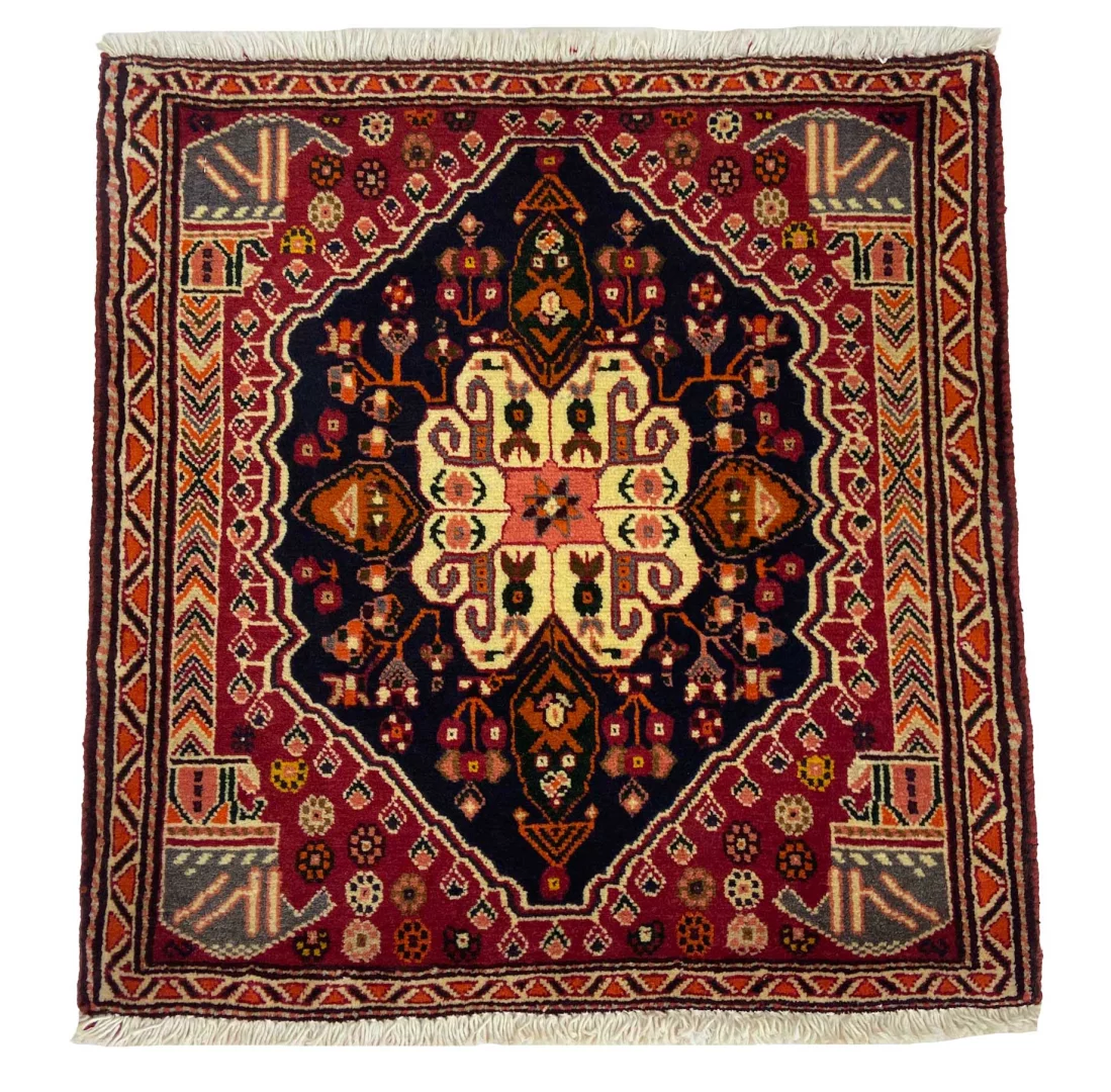 ghashghai-orientteppich-63-x-60-cm-250000-knoten-handgeknupft Perserteppich Fars 63 x 60 cm Wolle handgeknüpft