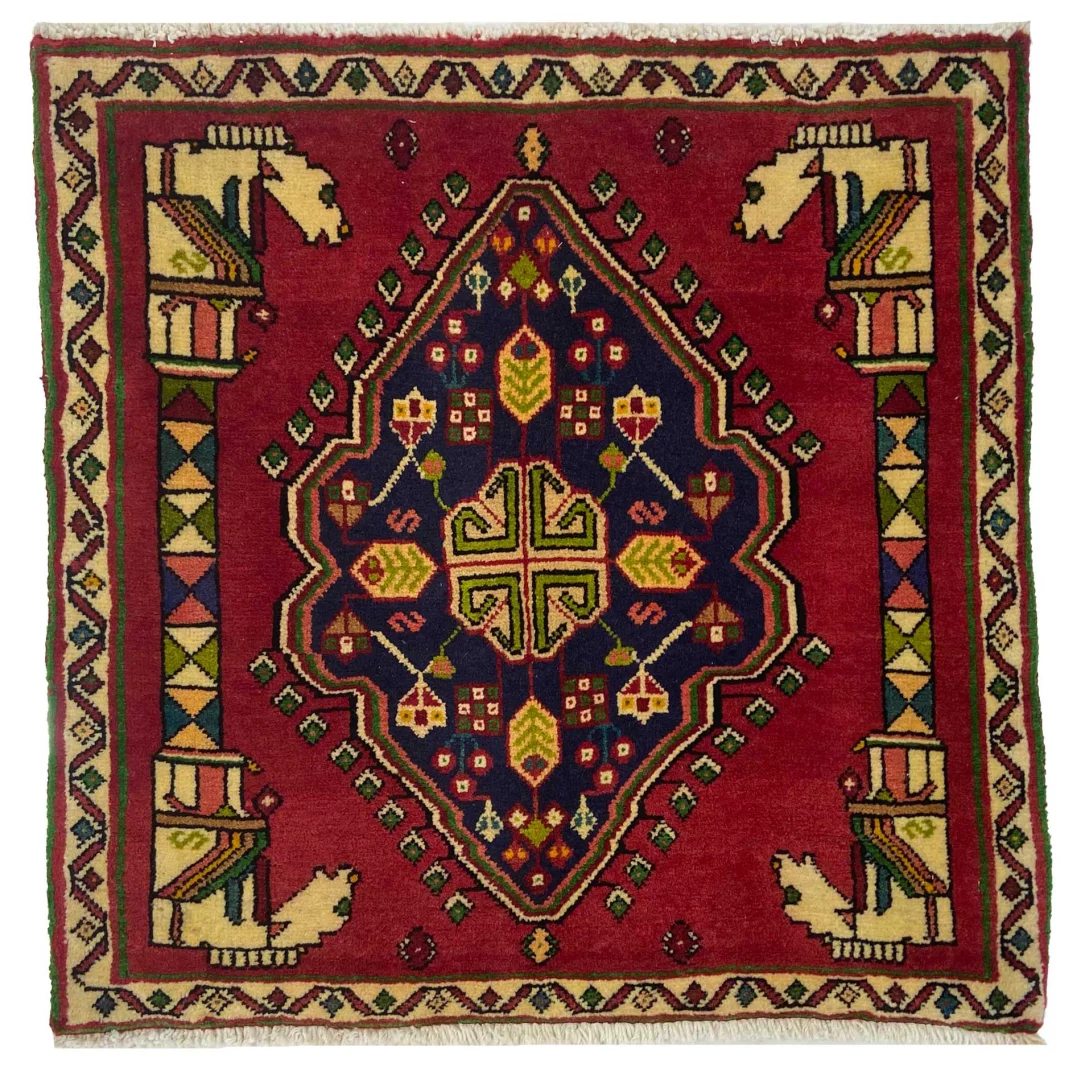 Perserteppich Ghashghai 68 x 68 cm Wolle handgeknüpft