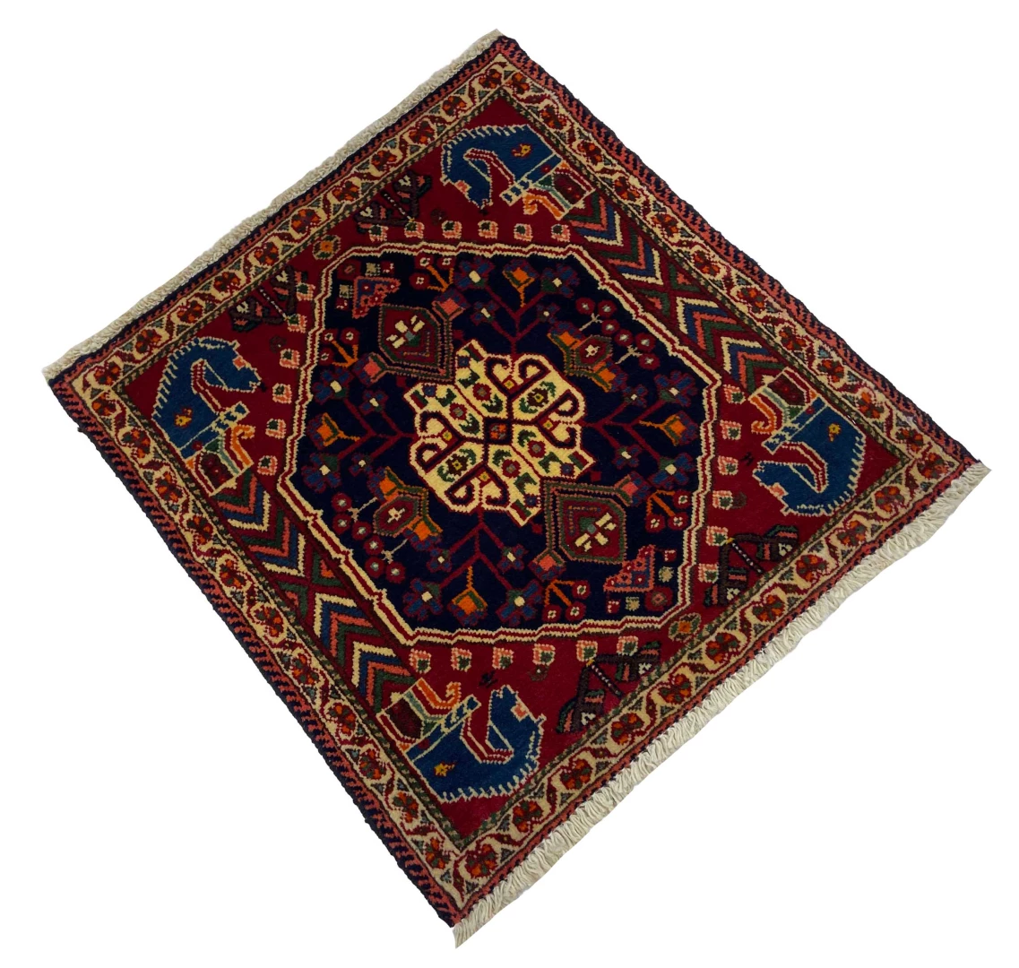 Perserteppich Ghashghai 63 x 60 cm Wolle handgeknüpft
