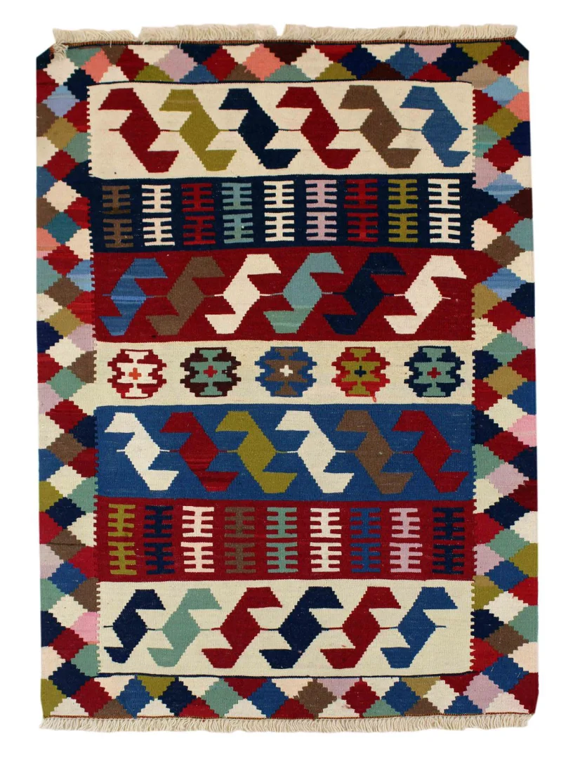 handgewebter-kelim-146-x-101-cm-traditioneller-orientteppich Perserteppich Fars 146 x 101 cm handgewebt