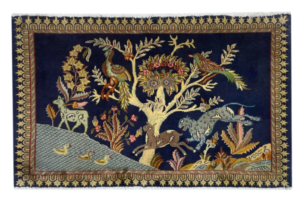 Perserteppich Keshan 61 x 99 cm Wolle handgeknüpft