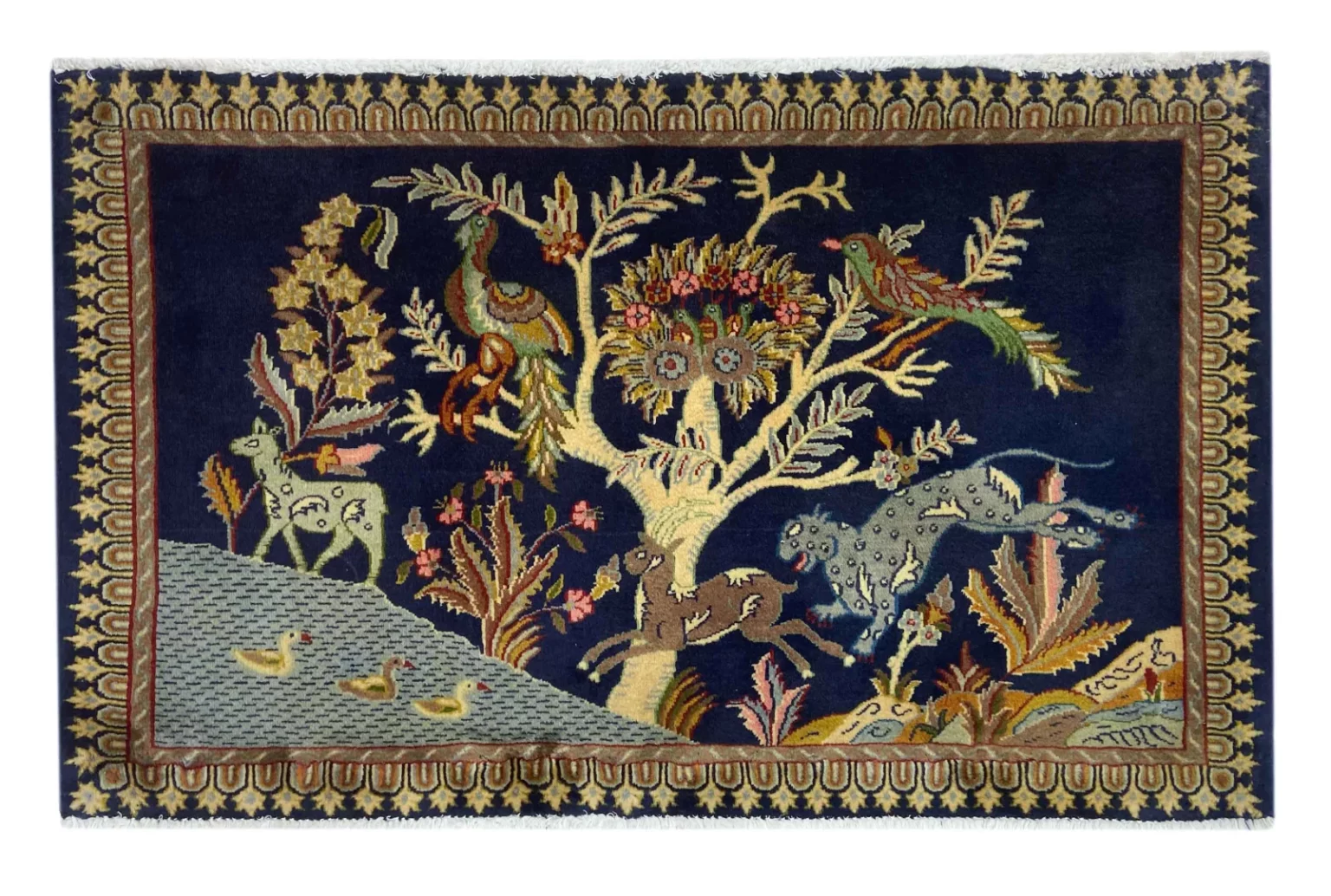 Perserteppich Keshan 61 x 99 cm Wolle handgeknüpft