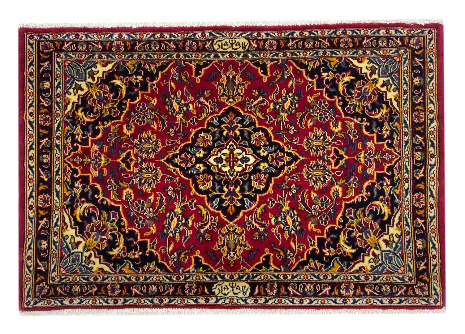 Perserteppich Keshan 67 x 101 cm Schafwolle handgeknüpft