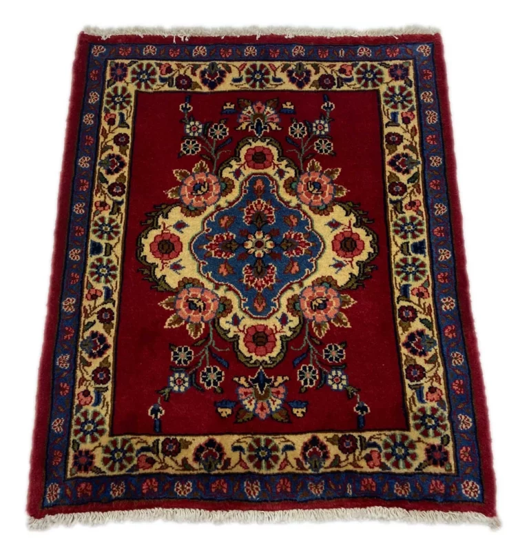 handgeknupfter-hamadan-teppich-90x73-cm-100000-knoten-orientteppich-1 Perserteppich Hamadan 90 x 73 cm Wolle handgeknüpft