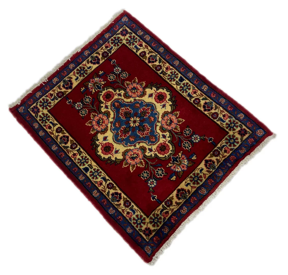 handgeknupfter-hamadan-teppich-90x73-cm-100000-knoten-orientteppich-2 Perserteppich Hamadan 90 x 73 cm Wolle handgeknüpft